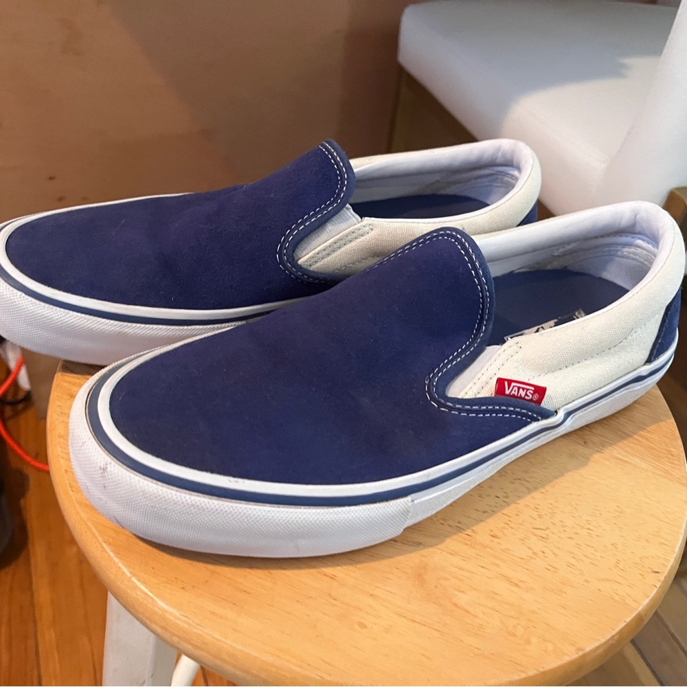 Vans Blue and White Sneakers with Slip-On Design